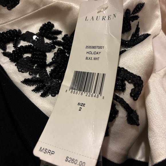 Lauren Ralph Lauren Evening Gown Black and White Dress with Sequin Detail - Picture 6 of 6